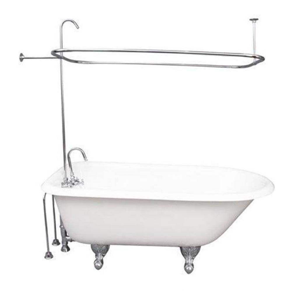 Tub Kit 67'' CI Roll Top, Shwr Unit, Supplies, Drain-Chrome