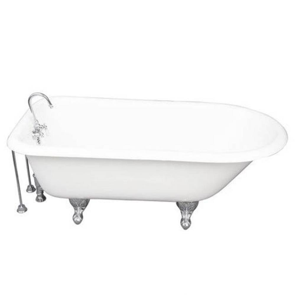 Tub Kit 67'' CI Roll Top, Tub Filler, Supplies, Drain-Chrome