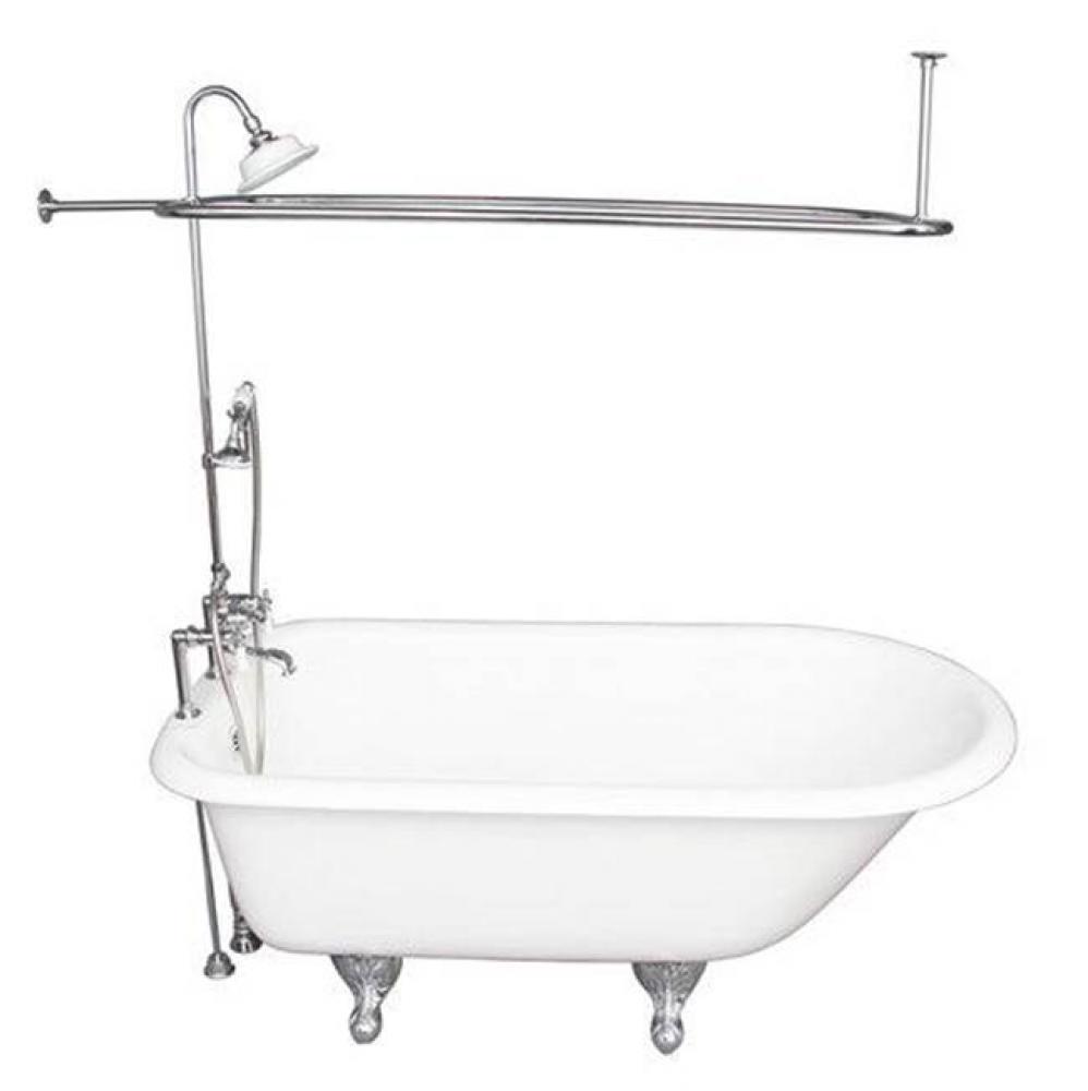 Tub Kit 60'' CI Roll Top, Shwr Unit, Supplies, Drain-Chrome