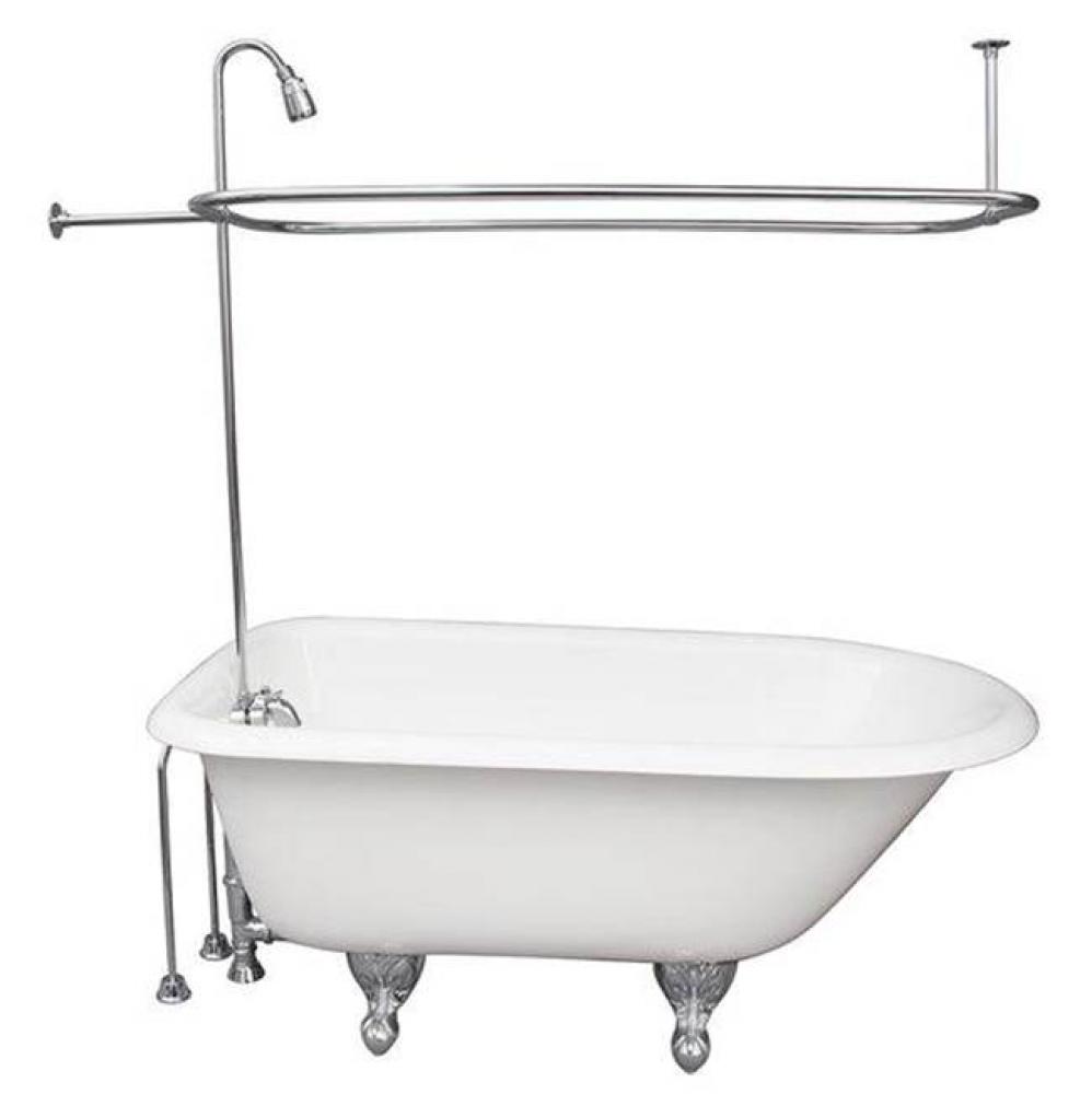 Tub Kit 54'' CI Roll Top, Shwr Unit, Supplies, Drain-Chrome