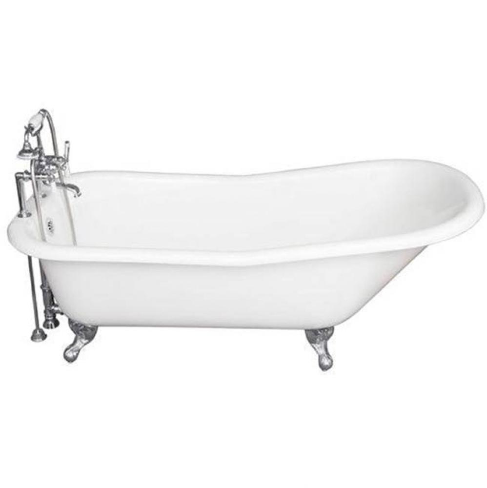 Tub Kit 67'' CI Slipper, Tub Filler, Supplies, Drain-Chrome