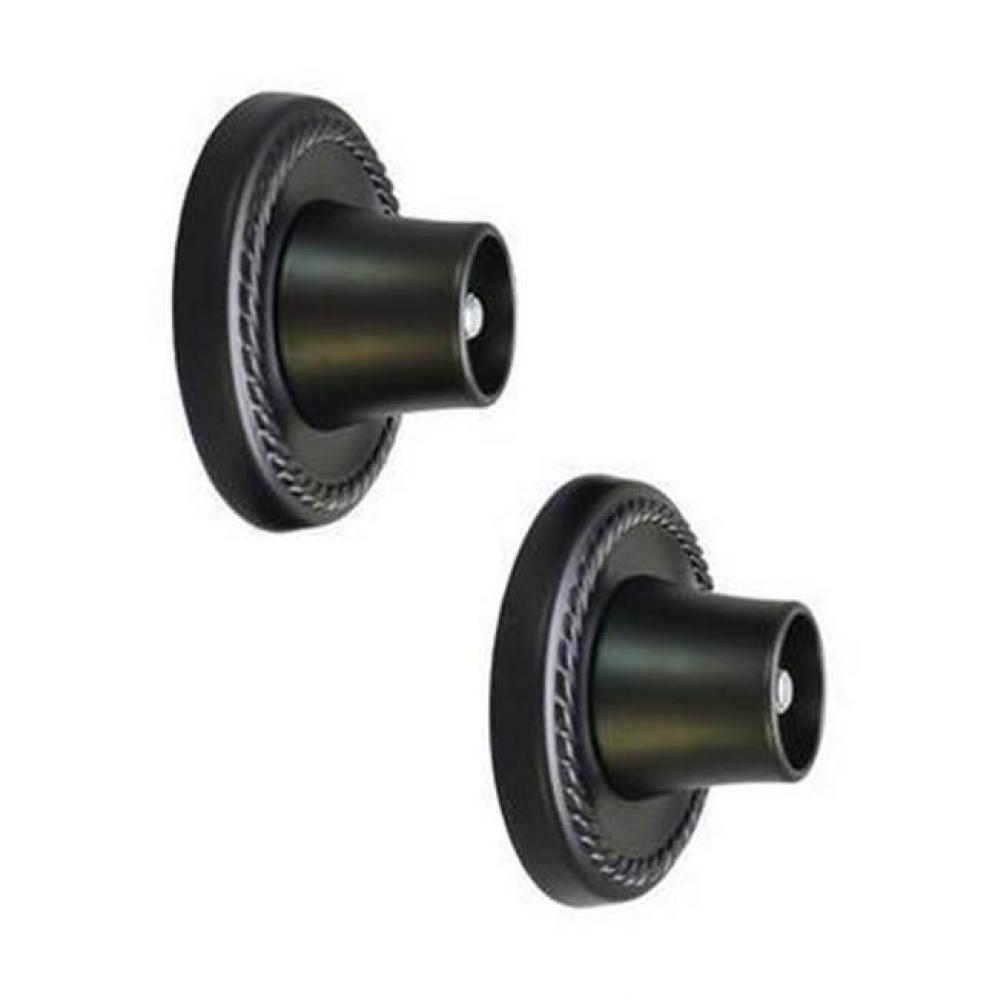 Decorative Round Flange 1'', Pair, Matte Black