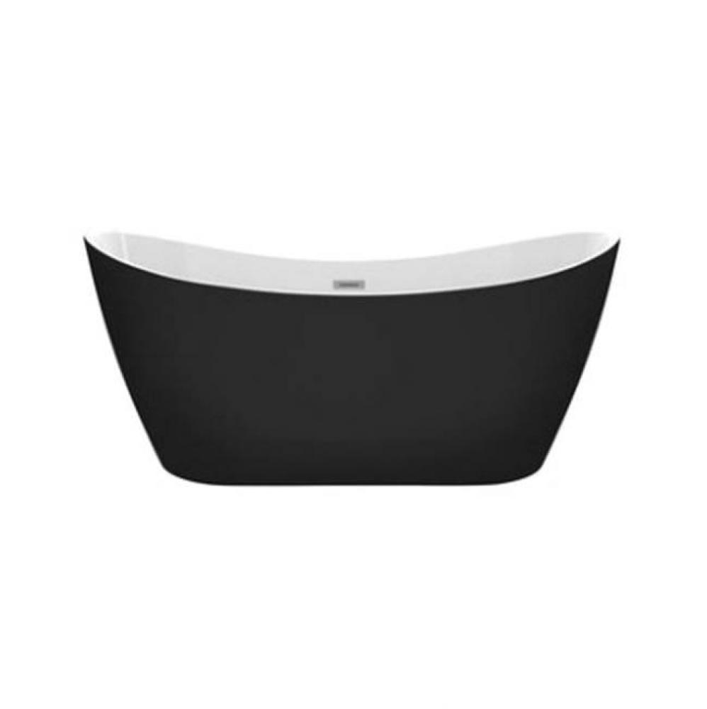 Nairobi 67''AC Tub Matte Black W/Internal Drain And Of Chrome