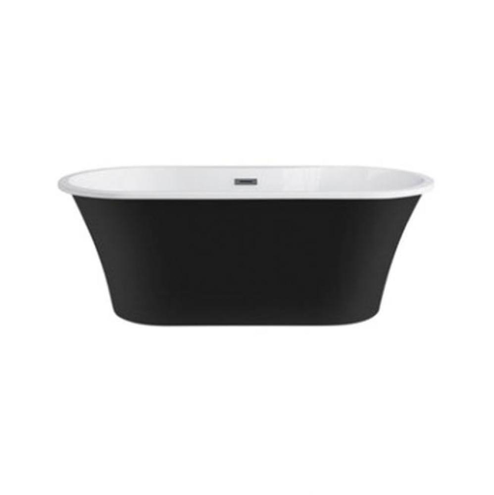 Nouri 66'' AC Tub Matt Black W/ Internal Drain & OF Chrome