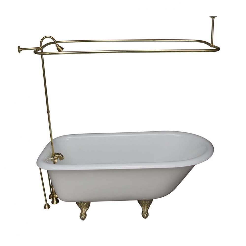 Tub Kit 60'' CI Roll Top,Shower Unit, Supplies, Drain-PB