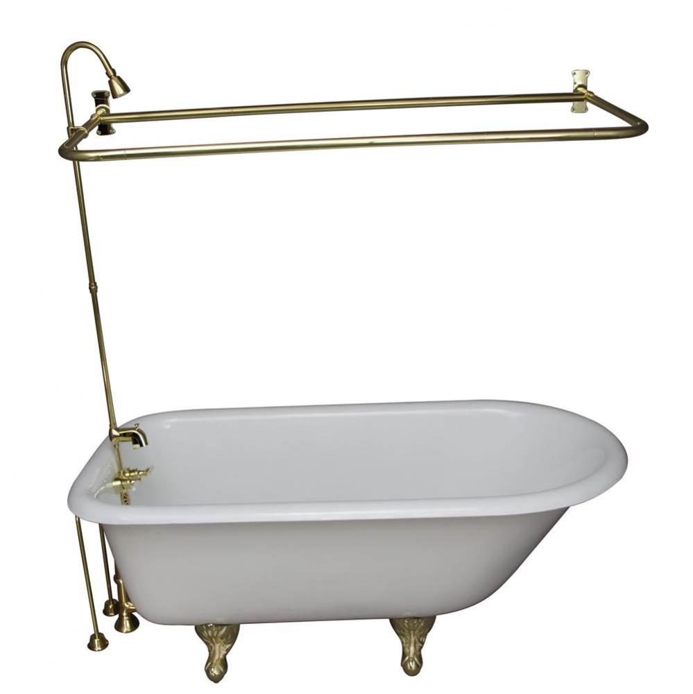 Tub Kit 60'' CI Roll Top,Shower Unit, Supplies, Drain-PB