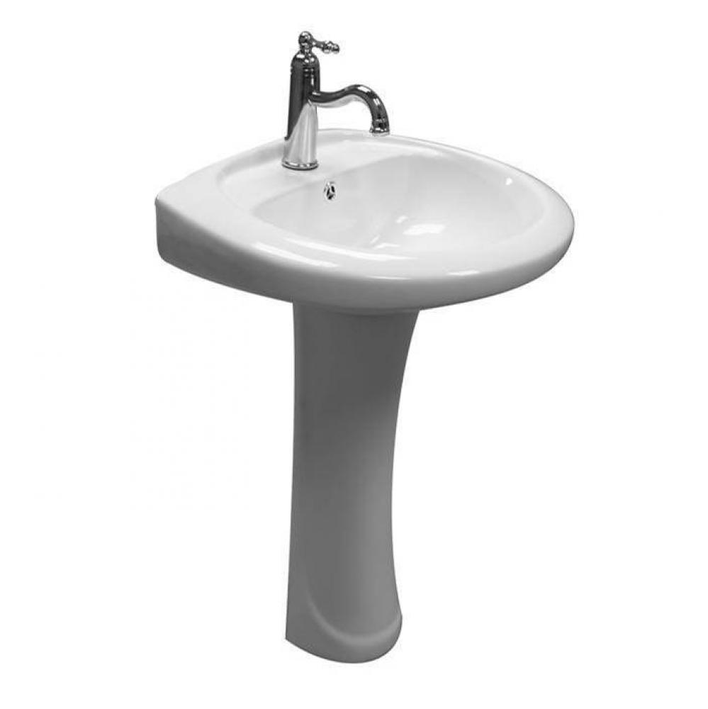 Belmont Pedestal for 4''ccFaucet Hole, Overflow, White