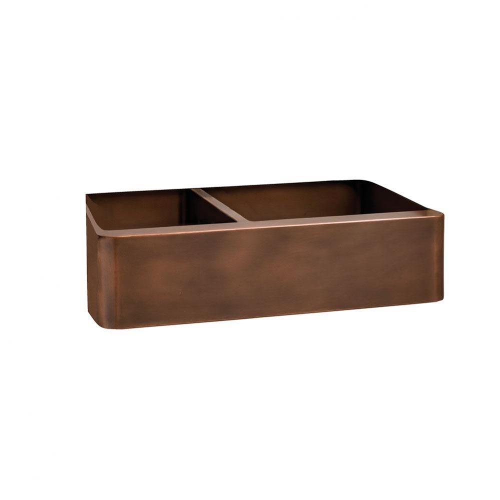 Otero 33'' Smooth Offset Dbl Bwl Apron FrontCopper Sink-SAC