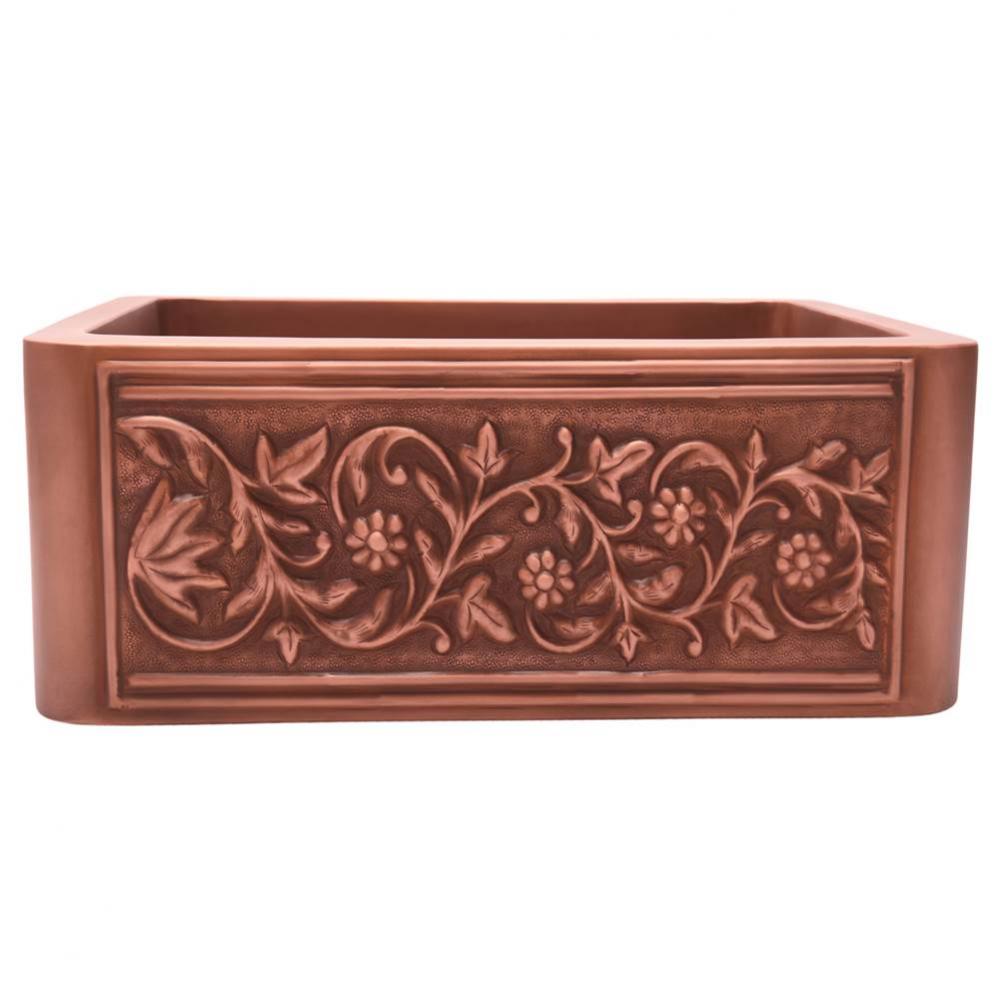 Cilantro 33'' Embossed Single Bwl Copper Apron Front Sink-SAC