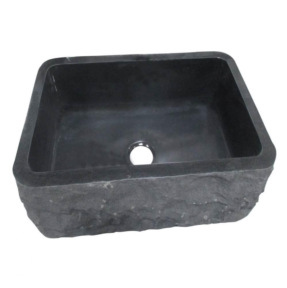 Birgitta24'' Granite Single Bl FarmerSink Chiseled Frnt GPBL