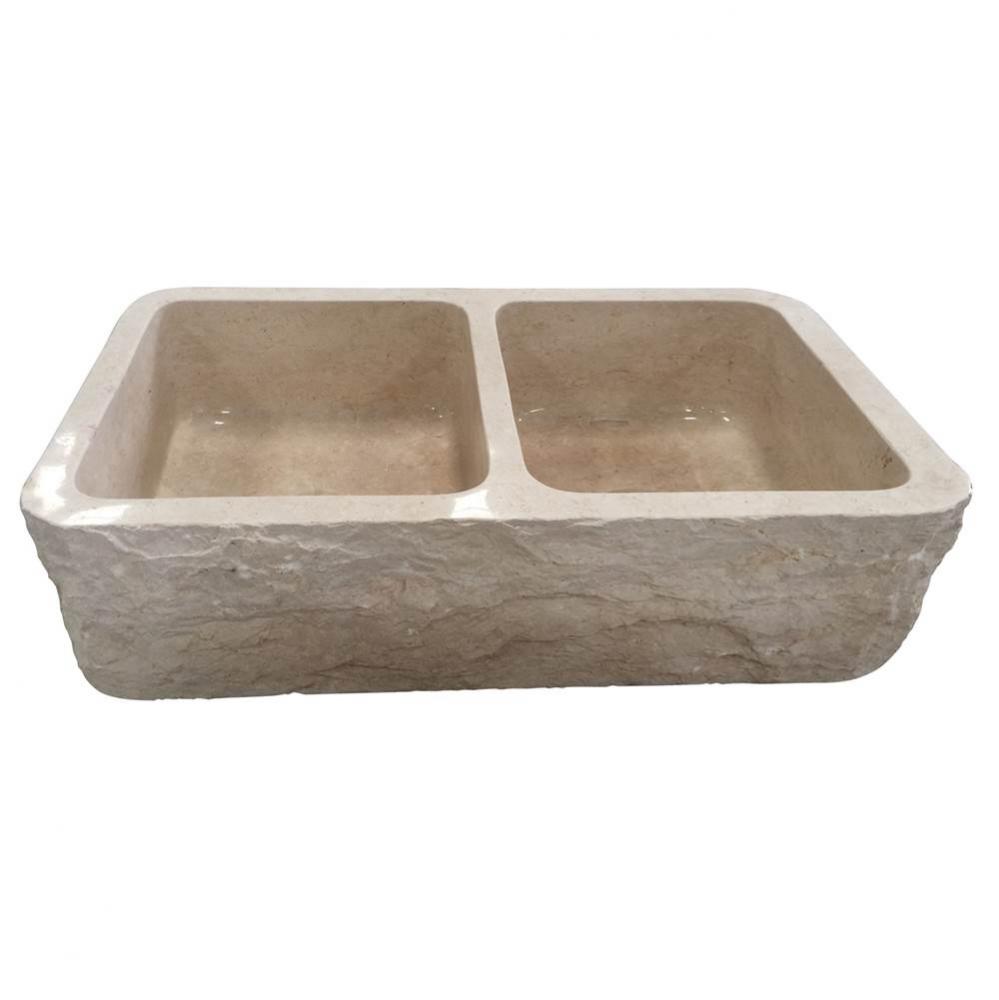 Rushmore Db Bowl Marble Farme Sink w/Chiseled Apron MPGA,36''