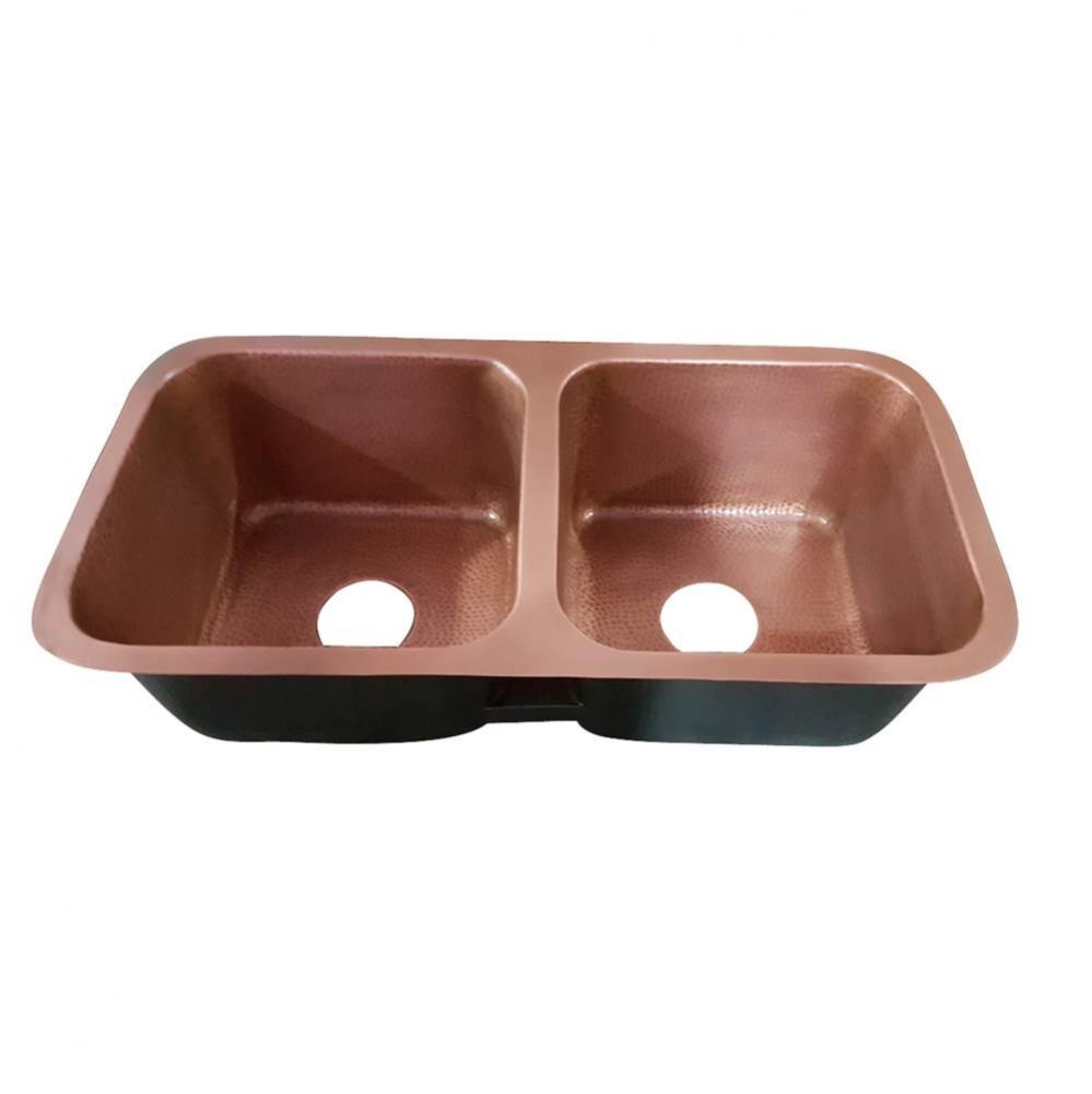 Severn 35'' Copper Dbl Bowl Undermount Kitchen Sink, AC