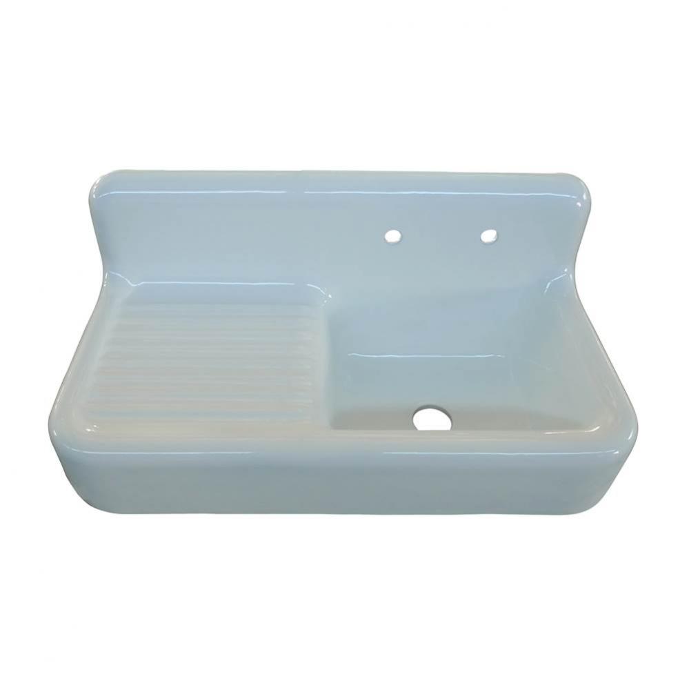 Alma 42'' Cast Iron Kitchen Sink, 8'' Widespread,White