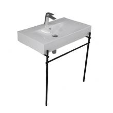 Barclay 611WH-MB - Des 810 Basin 1-Hole WHITE, with brass stand, Matte Black