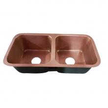 Barclay KSCDB3500-AC - Severn 35'' Copper Dbl Bowl Undermount Kitchen Sink, AC