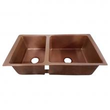 Barclay KSCDB3504-AC - Sonora 37'' Copper Dbl BowlUndermount Kitchen Sink, AC