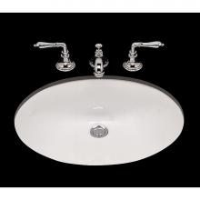 Bates and Bates P1417.U.WH - Doreen, Single Glazed Large Oval Lavatory Plain Bowl, Offset Drain, Overflow, Undermount Only