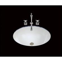 Bates and Bates P1618.U.WH - Abby, Single Glazed, Large Plain Oval Lavatory, Center Drain, No Overflow, Undermount Only