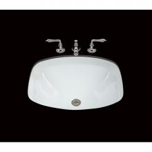 Bates and Bates P1619.U.WH - Jessica, Single Glazed, Uniqely Styled Large Plain Lavatory, No Overflow, Undermount Only