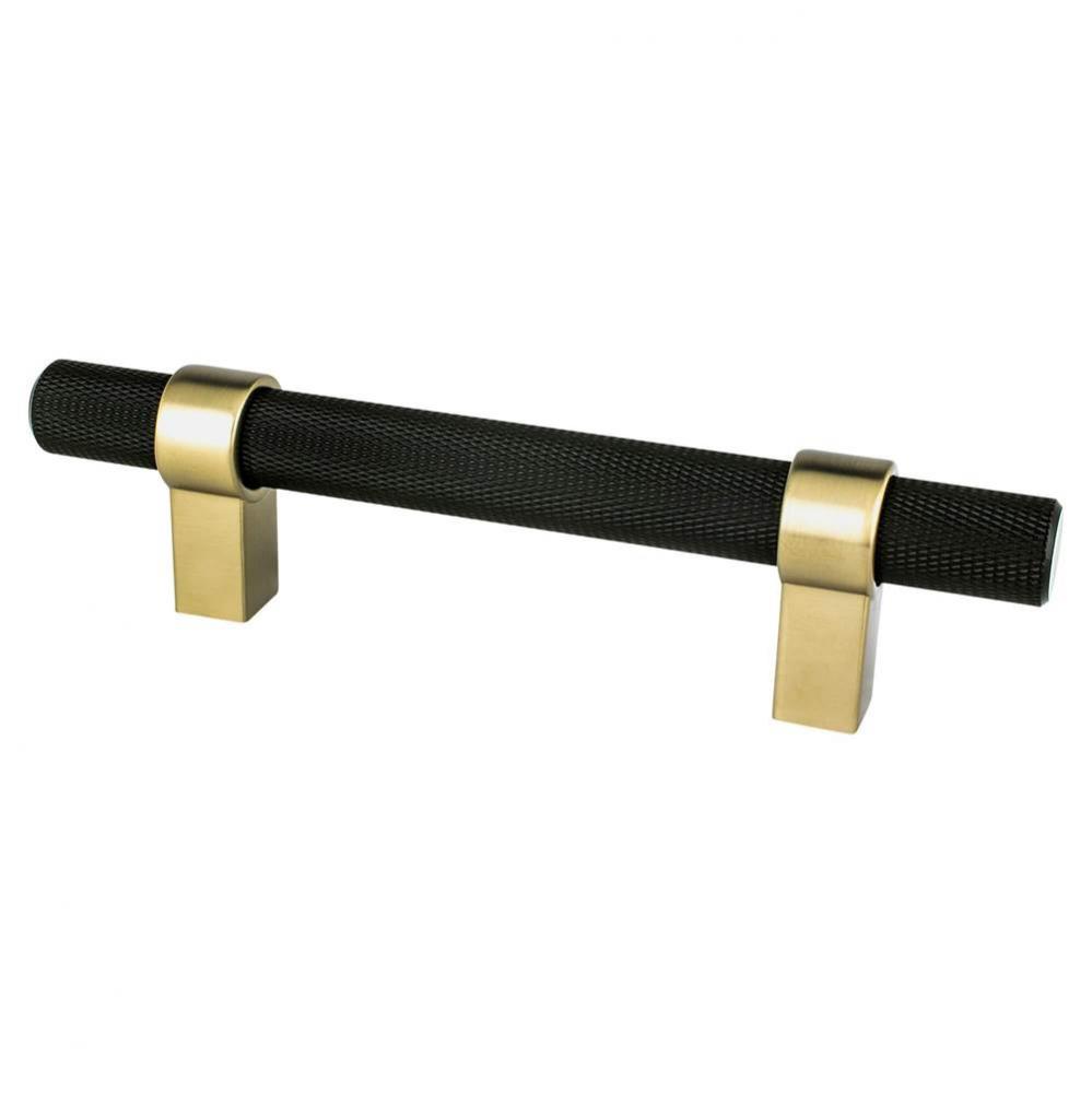 Radial Reign 96mm CC Matte Black Bar and Modern Brushed Gold Posts Pull