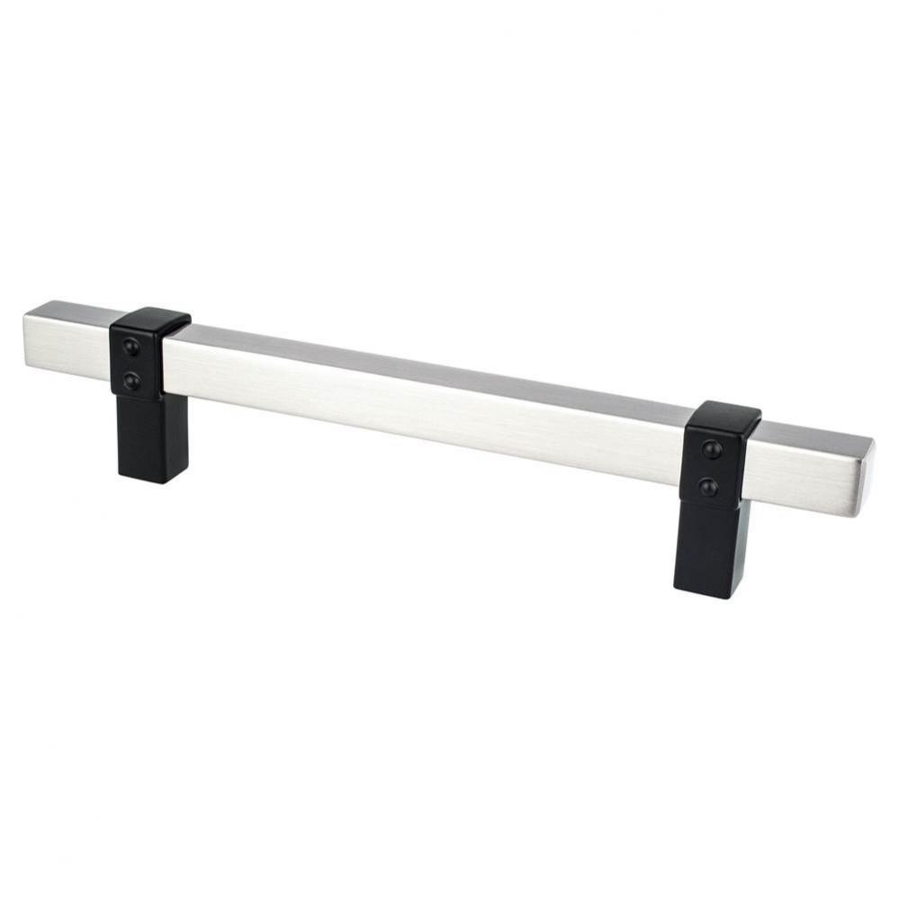 Rivet Rebel 128mm CC Brushed Nickel Bar and Matte Black Posts Pull