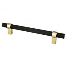 Berenson 5057-455MDB-P - Radial Reign 160mm CC Matte Black Bar and Modern Brushed Gold Posts Pull