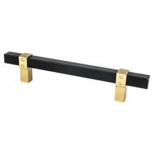 Berenson 5110-455MDB-P - Rivet Rebel 128mm CC Matte Black Bar and Modern Brushed Gold Posts Pull