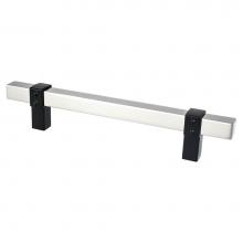 Berenson 5122-4BPN55-P - Rivet Rebel 128mm CC Brushed Nickel Bar and Matte Black Posts Pull