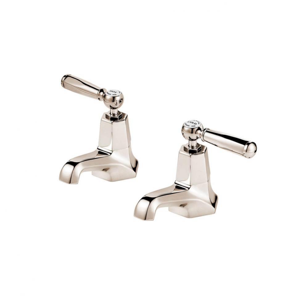 1/2'' Mastercraft Lever  Pair Basin Taps 3'' Spout With White Porcelain Button