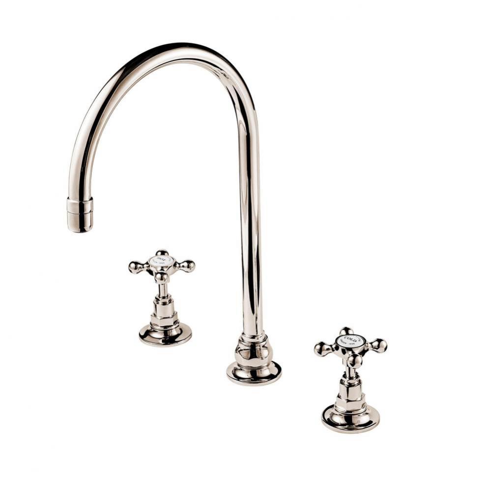 Regent 1890'S 3 Hole Kitchen Faucet 8'' Swan Neck Swivel Spout (No Spray)