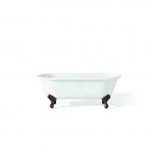 Cheviot Products 2111-WW-SB - Regal Tub, 68'', White, Roll Rim, Satin Brass Feet