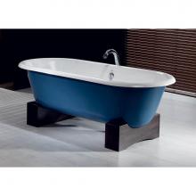 Cheviot Products 2131-BB-NB - REGAL Cast Iron Bathtub with Wooden Base and Continuous Rolled Rim