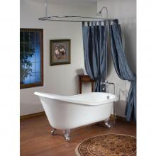 Cheviot Products 2132-WW-PB - SLIPPER Cast Iron Bathtub with Continuous Rolled Rim