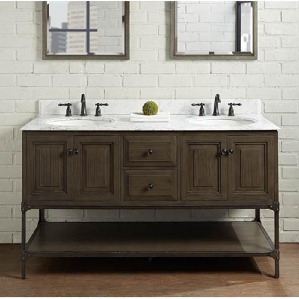 Toledo 60'' Double Bowl Vanity - Door - Driftwood Gray