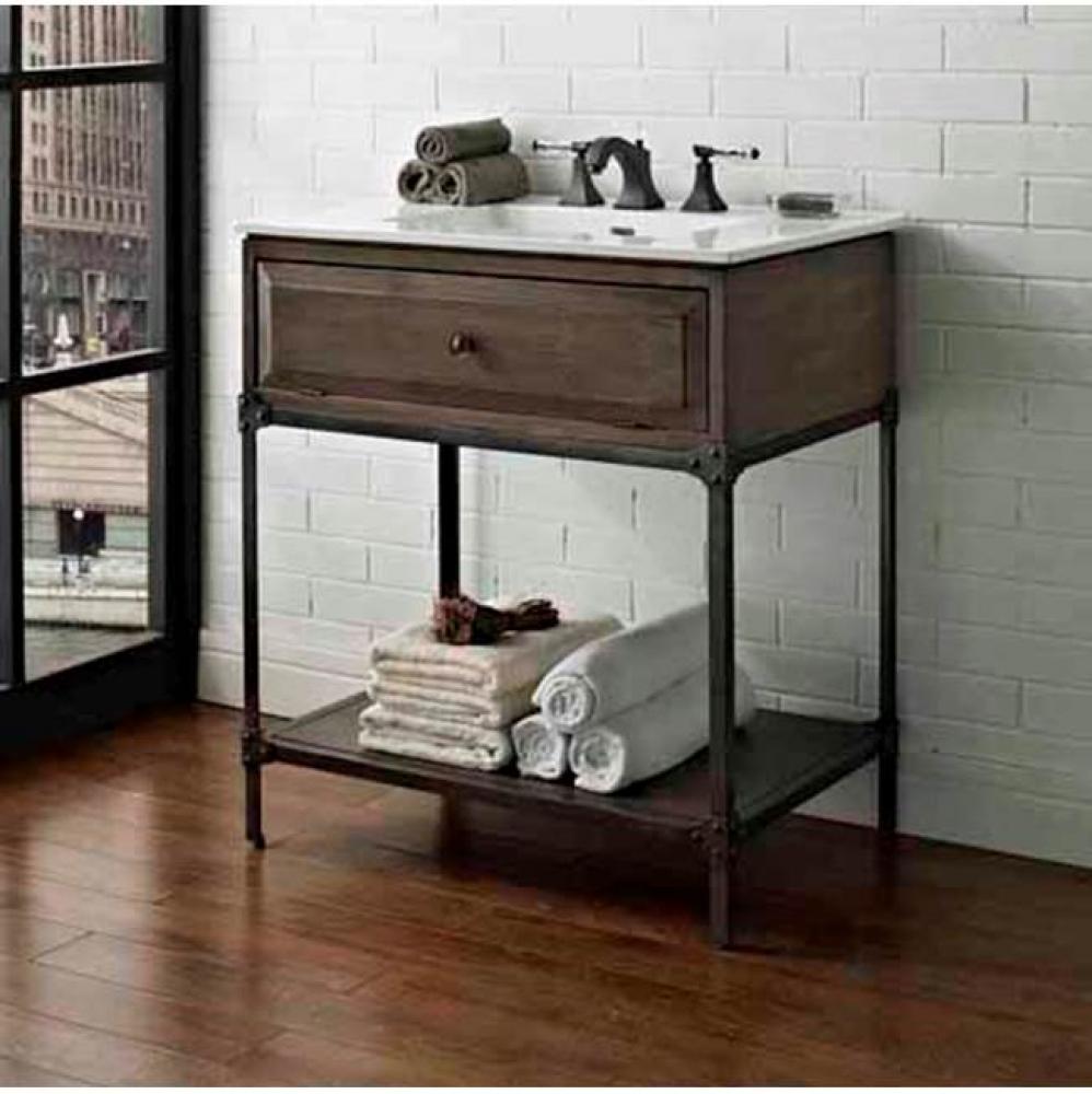 Toledo 30'' Open Shelf Vanity In Driftwood Gray