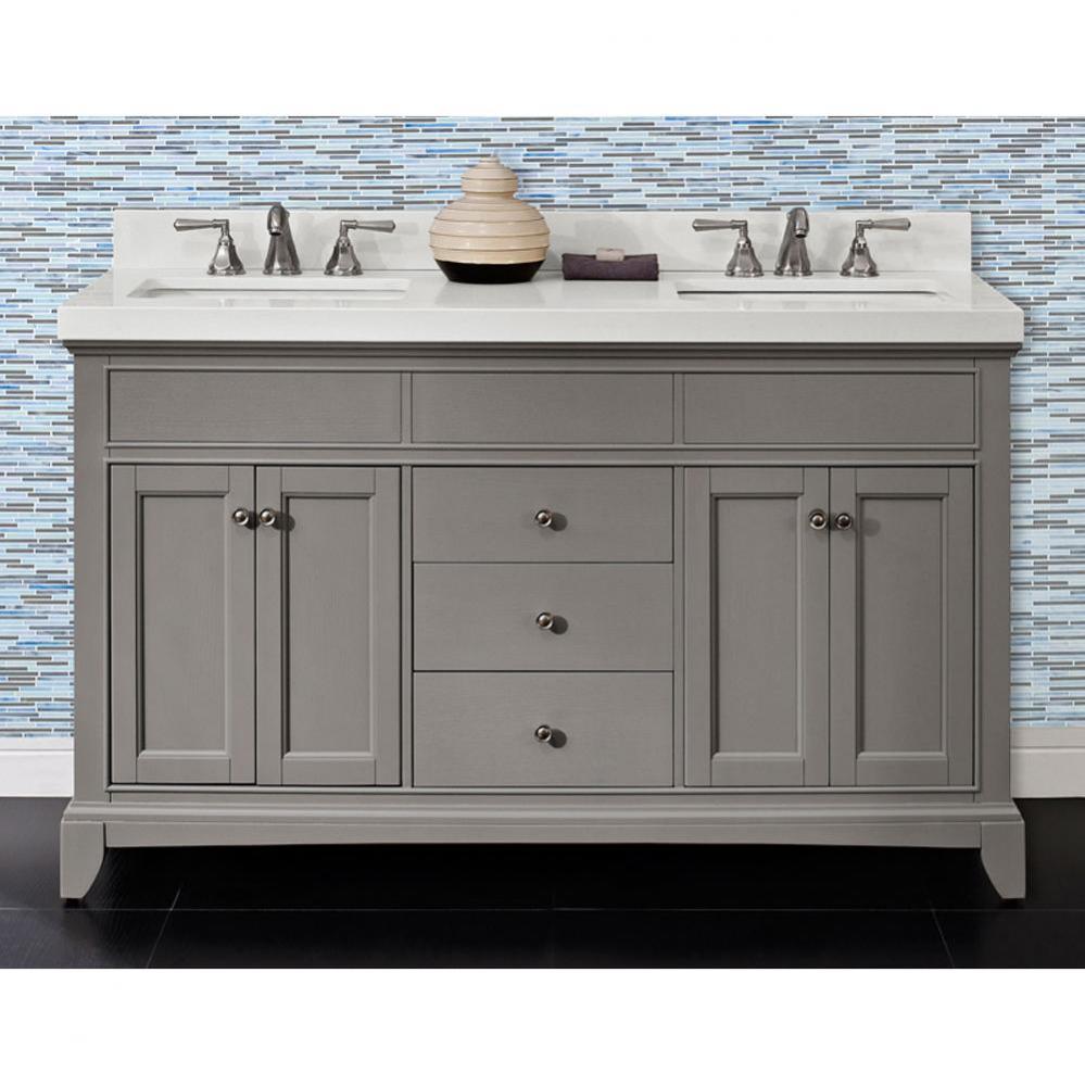 Smithfield 60'' Double Bowl Vanity In Medium Gray