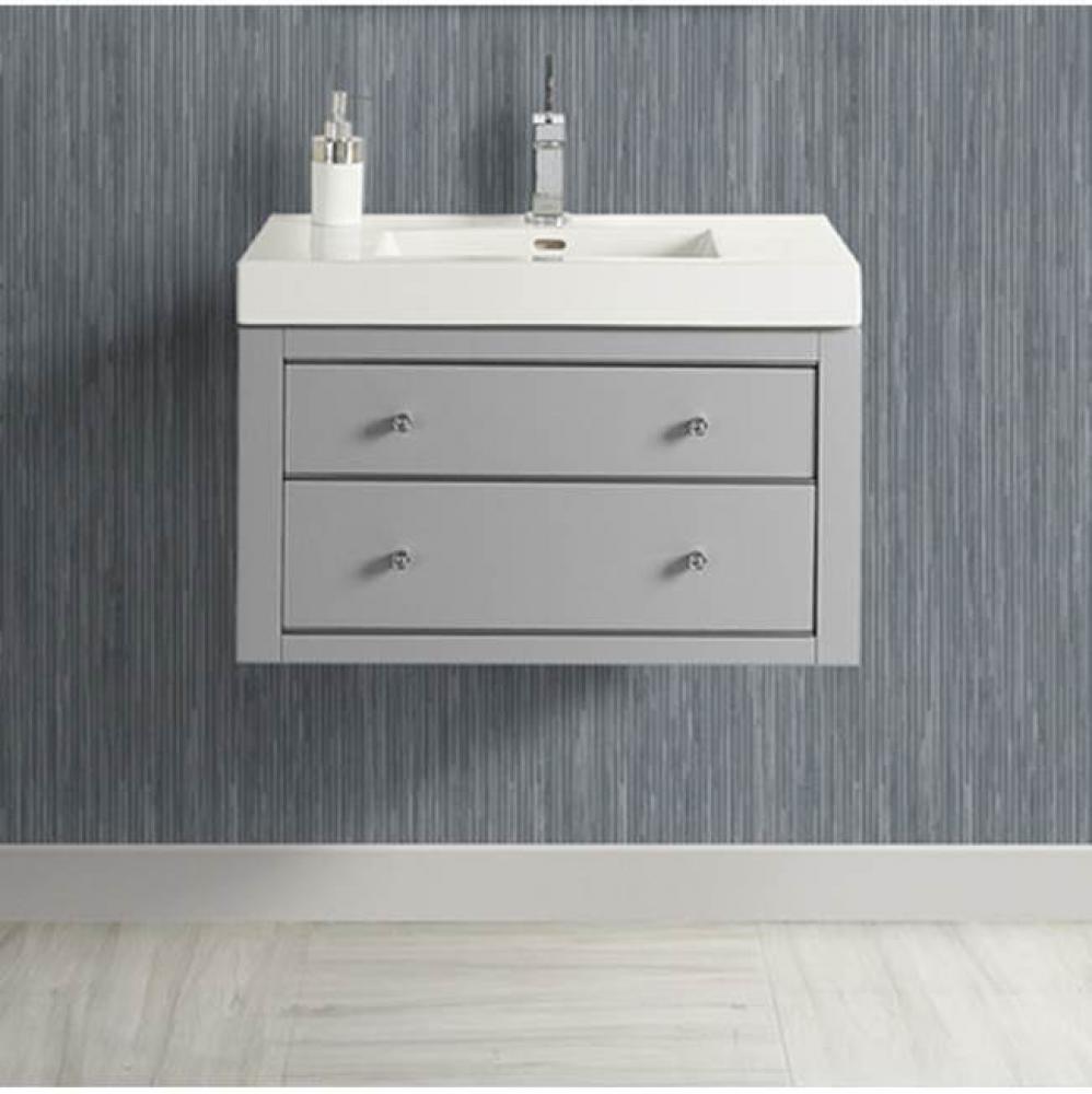 Charlottesville w/Nickel 30x18'' Wall Mount Vanity In Light Gray