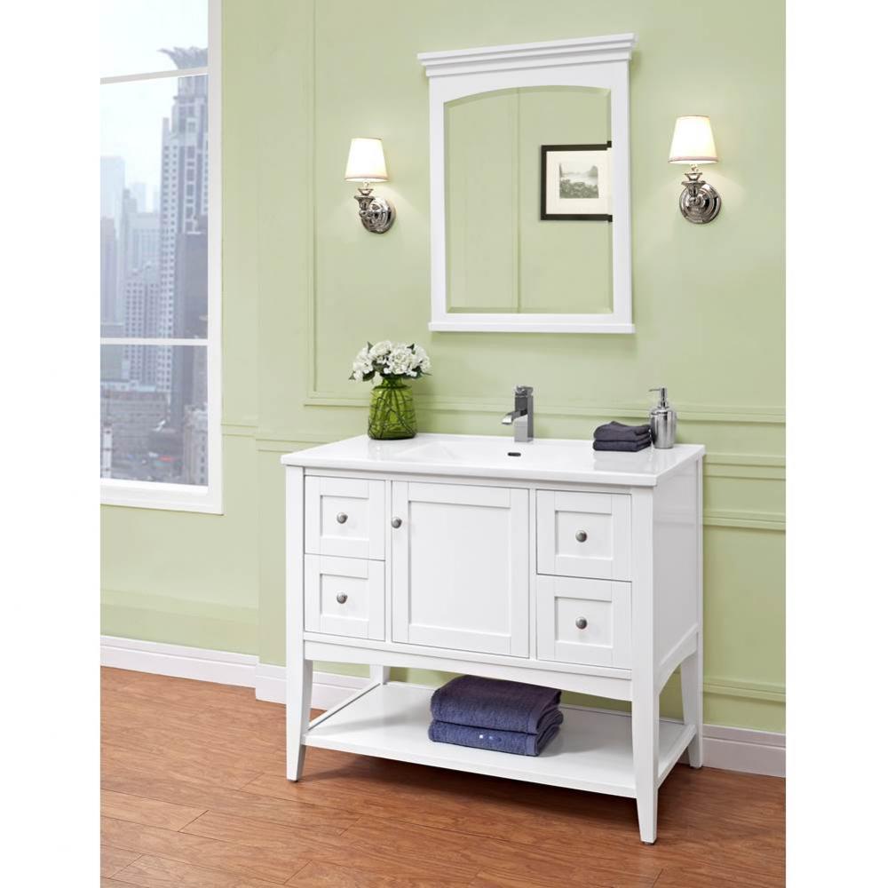 Shaker Americana 42'' Open Shelf Vanity - Polar White