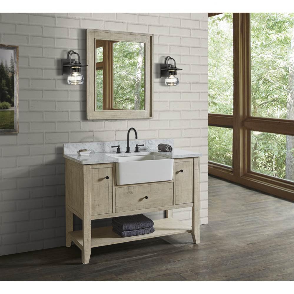 River View 48'' Open Shelf Farmhouse Vanity - Toasted Almond