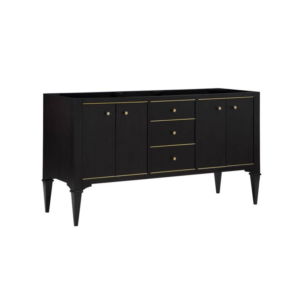 Charlottesville w/Brass 60'' Double Bowl Vanity - Vintage Black