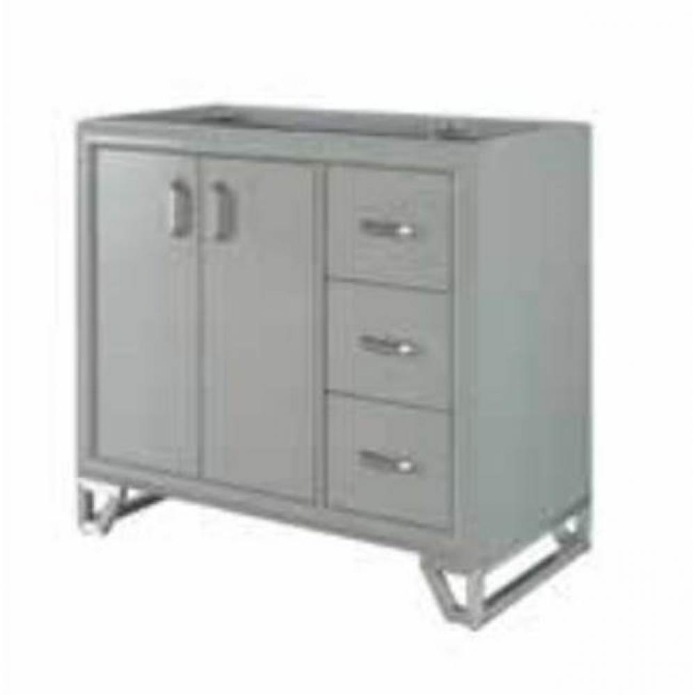 Revival 36'' Vanity Drawer-right In Glossy Med Gray