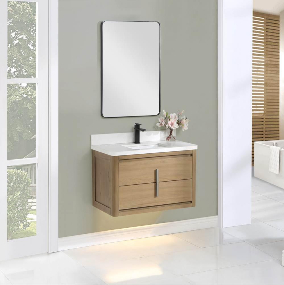 Design Studio 36x20'' Wall Mount Vanity, Top & Sink Set - Fossil Beige