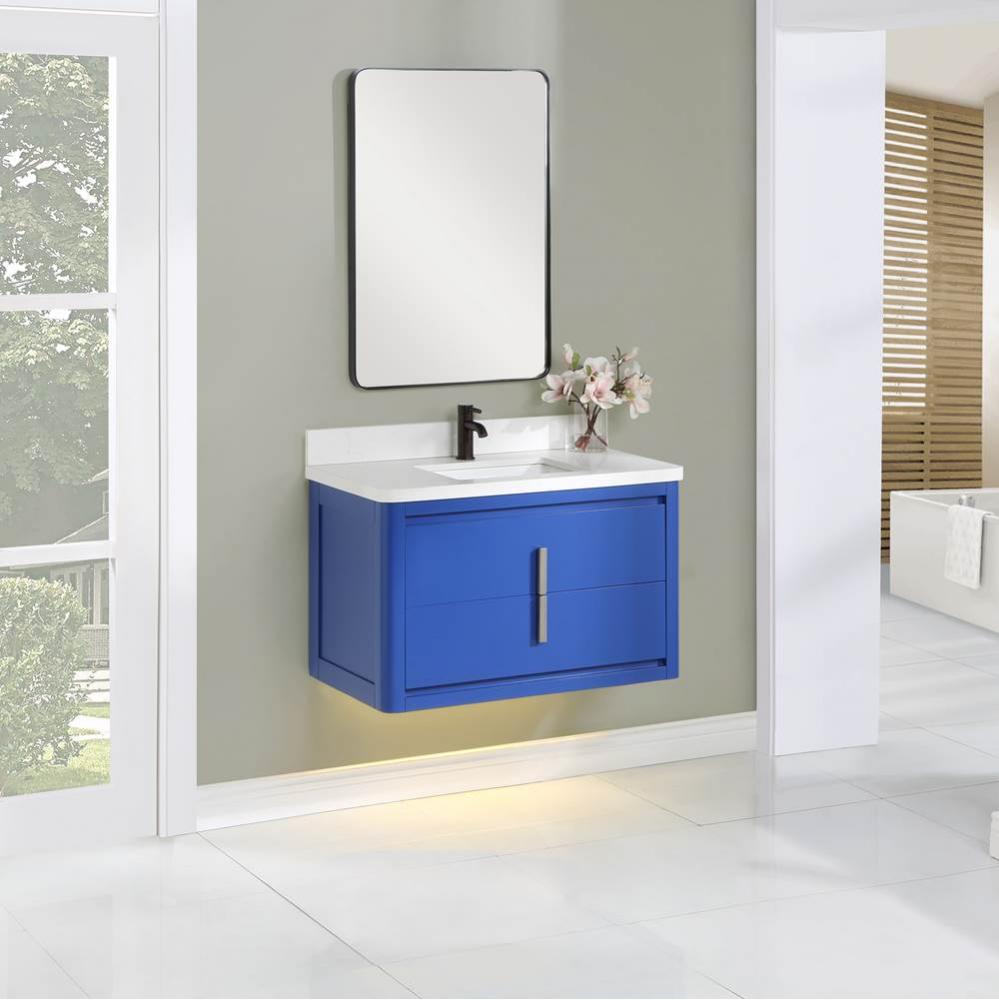 Design Studio 36x20'' Wall Mount Vanity, Top & Sink Set - Classic Blue