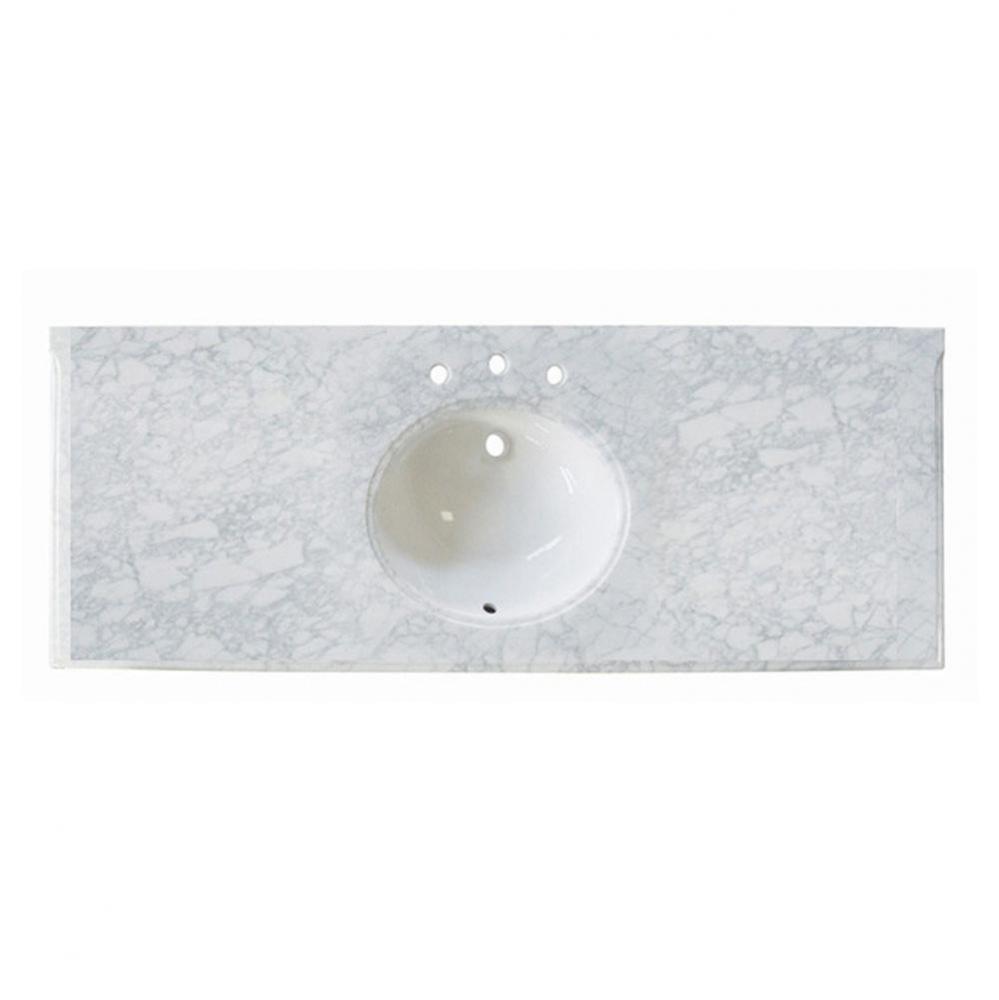 2cm (3/4'') 61'' Single Bowl White Carrera (WC) Marble Top - 8'' wid