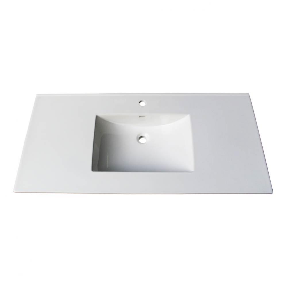 (11/16'') 49'' White Ceramic Top - single hole