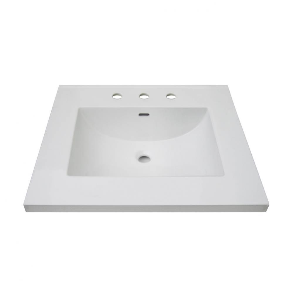 3cm (1-1/4'') 25'' White Ceramic Top - 8'' widespread