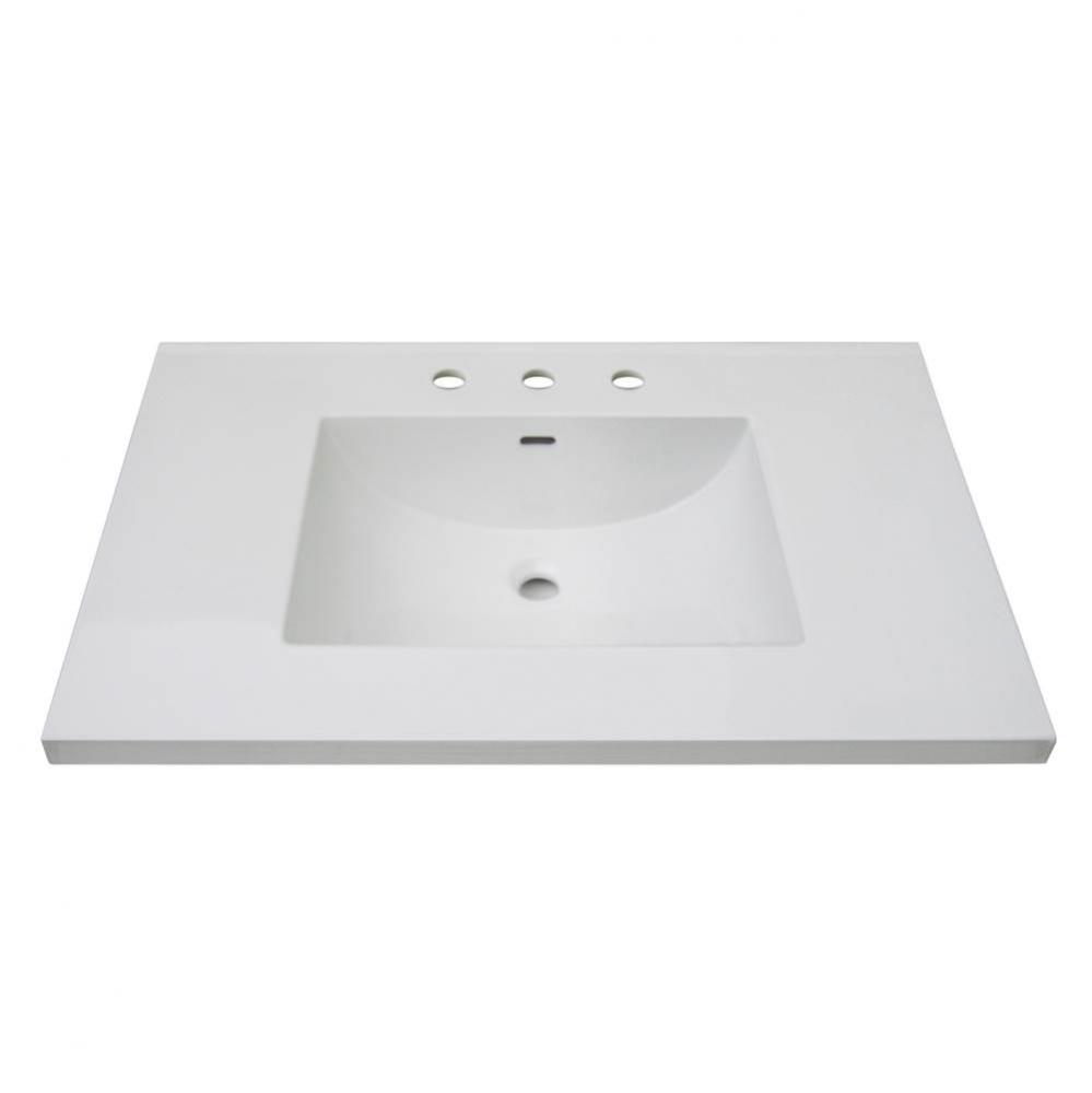 3cm (1-1/4'') 37'' White Ceramic Top - 8'' widespread