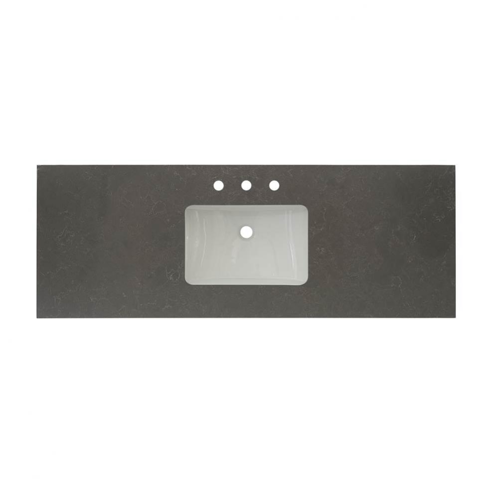 2cm (3/4'') 61'' Single Bowl Spectre Gray (SG) Quartz Top - 8'' wide