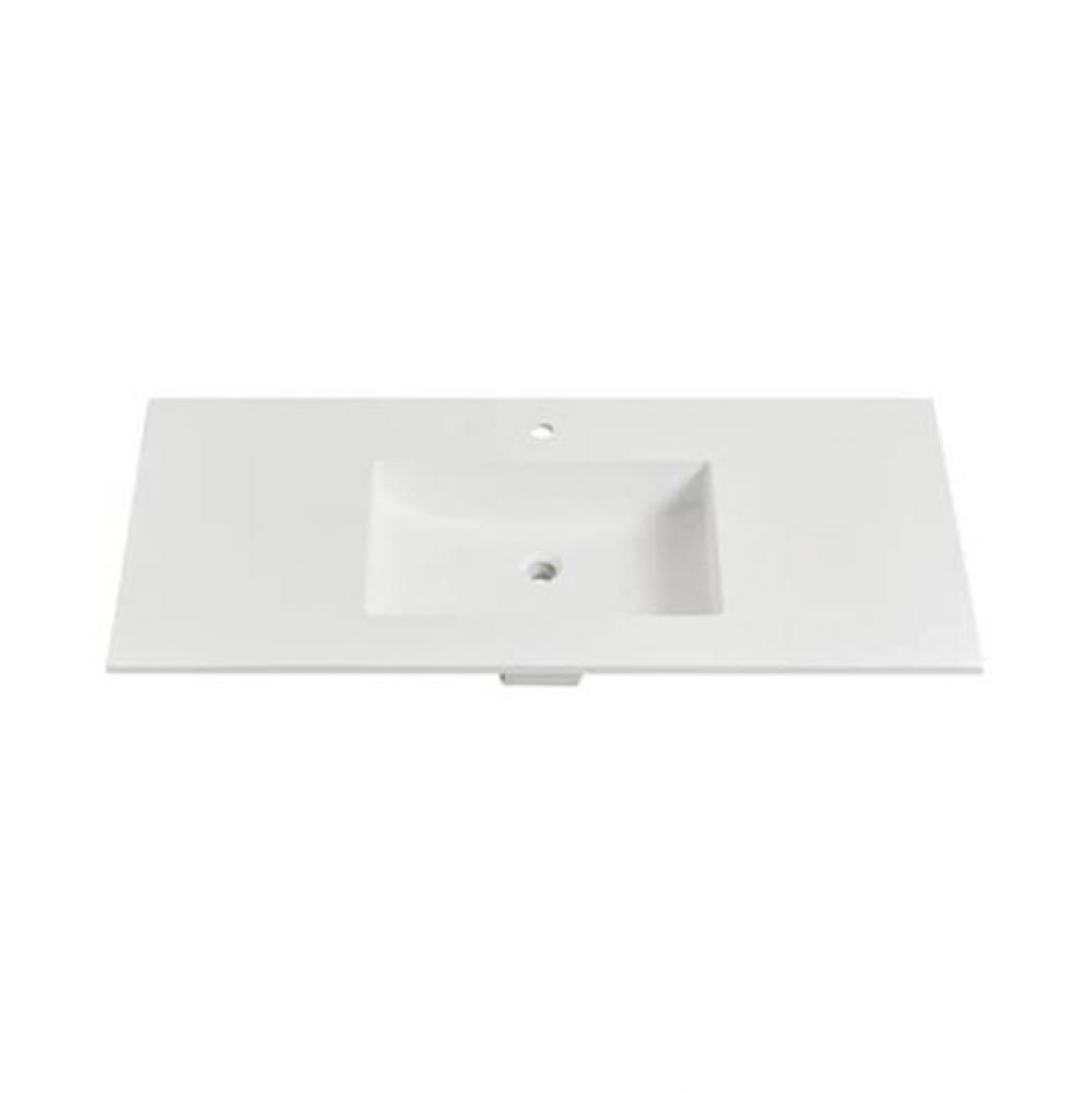 1.5cm (5/8'') 49'' Matte White (MW) fdSTONE™ Top - single hole