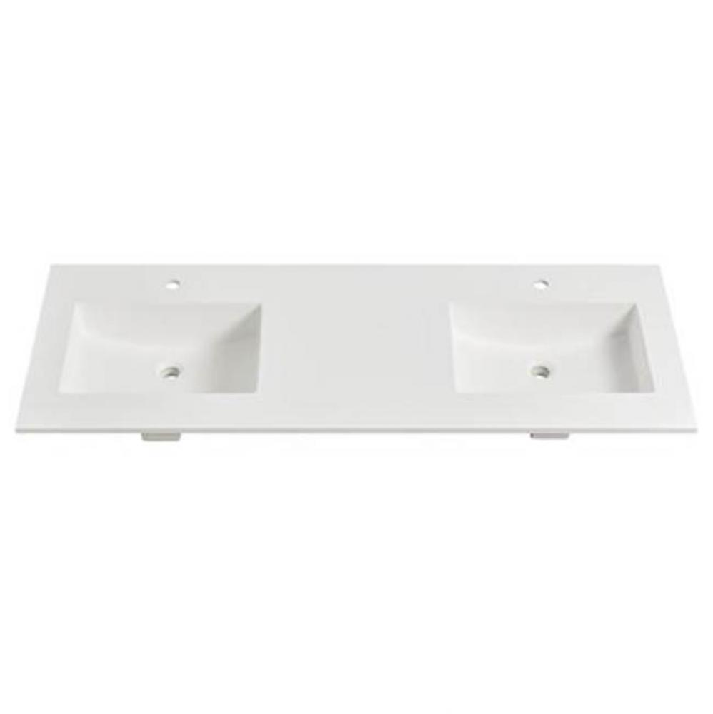 1.5cm (5/8'') 61'' Double Bowl Matte White (MW) fdSTONE™ Top - single hole